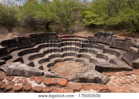 Lotus pool in Polonnaruwa or Pulattipura ancient city Kingdom of Polonnaruwa in Sri Lanka horizontal