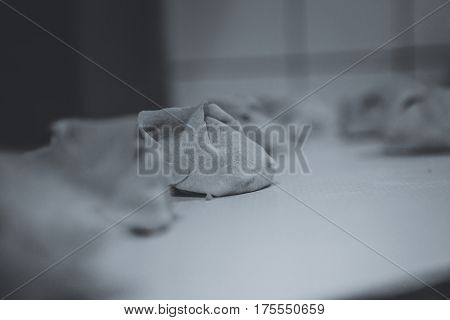 Preparation Of Manti On A Kitchen Wooden Board. Traditional Asian Dumplings