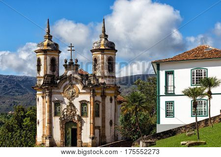 Streets Of The Historical Town Ouro Preto Brazil