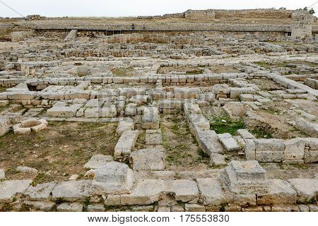 Fasano Italy - 22 June 2016: Ancient Roman ruins of Egnazia on Puglia Italy