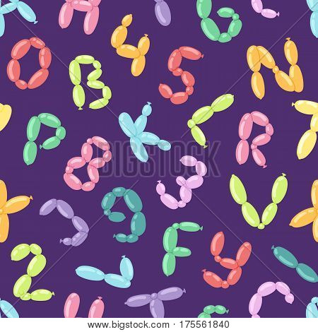 Balloon alphabet vector set cartoon seamless pattern on white background