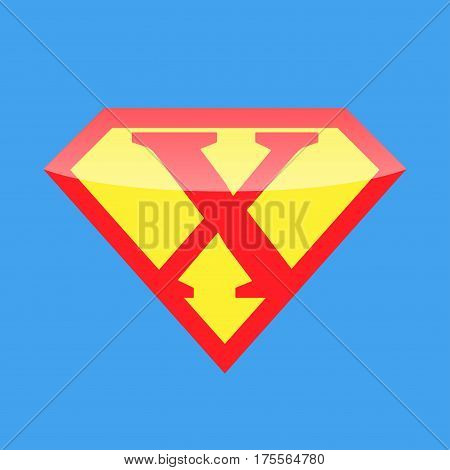 Superhero logo with the letter X. Vector illustration