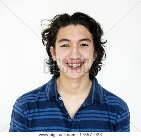A guy is in a studio shoot