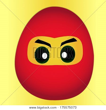 Drawn illustration of an egg as a ninja