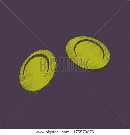 flat shading style icon on violet background blood cells