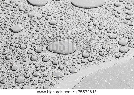 Close - up Water drops on concrete floor backhround