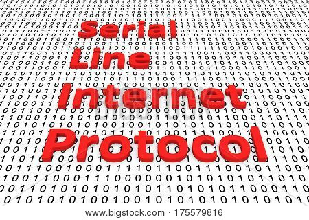 serial line internet protocol in the form of binary code, 3D illustration