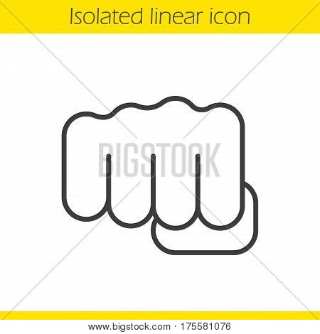 Punch linear icon. Thin line illustration. Squeezed fist contour symbol. Vector isolated outline drawing