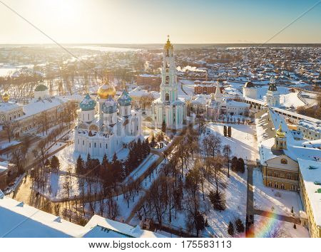 Aerial View On Trinity St. Sergy Monastery At Winter