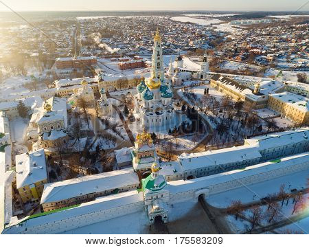 Aerial View On Trinity St. Sergy Monastery At Winter