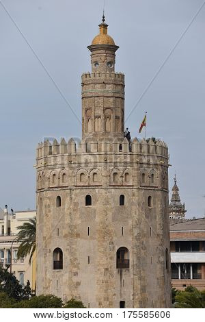 Golden Tower, Torre del Oro, Seville, Andalusia, Spain
