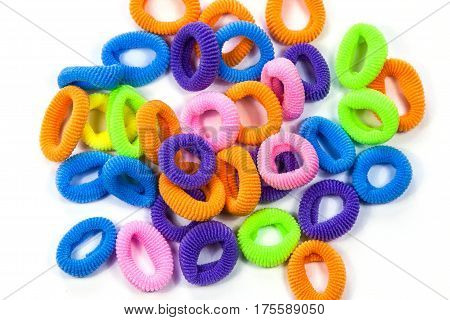 Hair elastic bands isolated on the white background