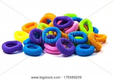 Hair elastic bands isolated on the white background