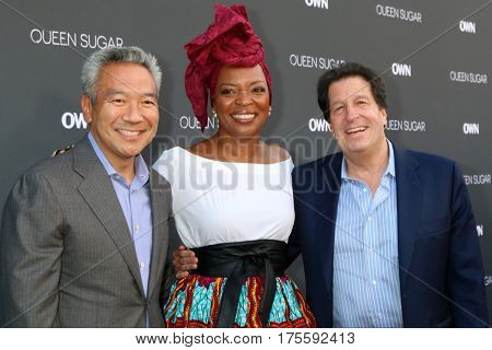LOS ANGELES - AUG 29:  Kevin Tsujihara, Tina Lifford, Peter Roth at the Premiere Of OWN's 