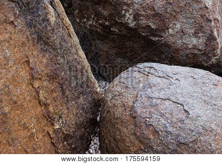 Big stones in the rockery. Ornamental garden. Close-up.