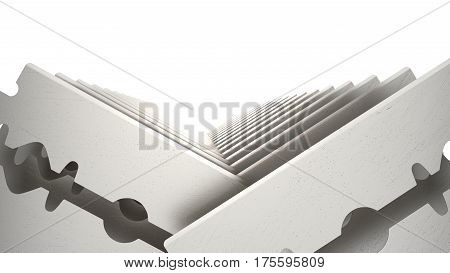 Metal Razor Blade Set Isolated on White Background. 3d render