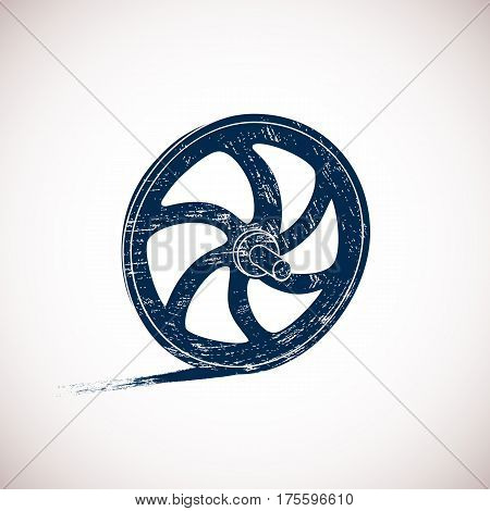 Old metal wagon wheel isolated.3d shape.Vector illustration.