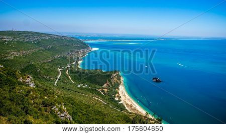 Galapagos beach in Arrabida on a sunny day