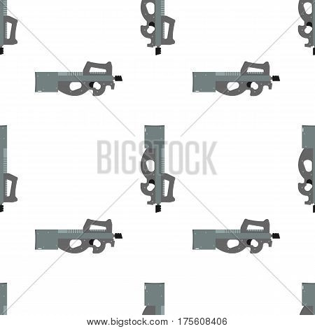 Submachine gun security and military weapon. Metal automatic gun. Seamless pattern, tiling ornament vector illustration
