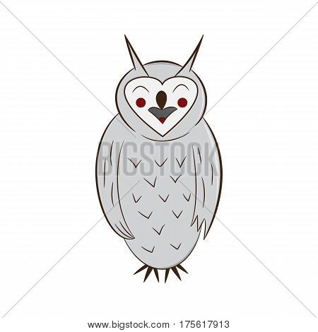 funny owl. handdrawn. isolated on white background. vector illustration.