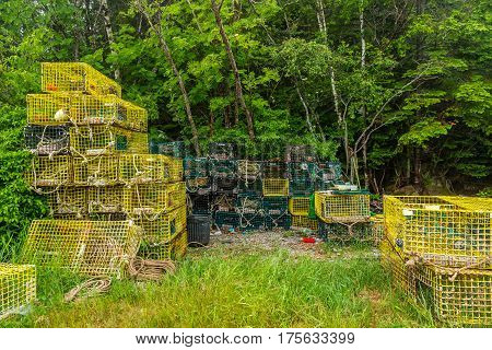 Lobster Traps await their next trip under the sea on the Schoodic Peninsula.