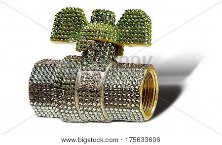 Water tap with glued crystals. Gift for a plumber.