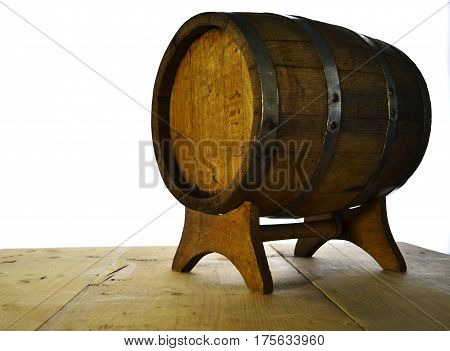 background of barrel and worn old table of wood