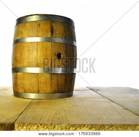 background of barrel and worn old table of wood
