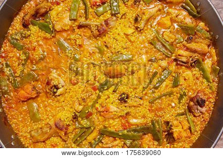 Paella from Spain chicken and rabbit rice recipe from Valencia