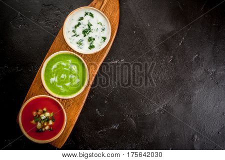 Selection Of Cold Refreshing Summer Soups