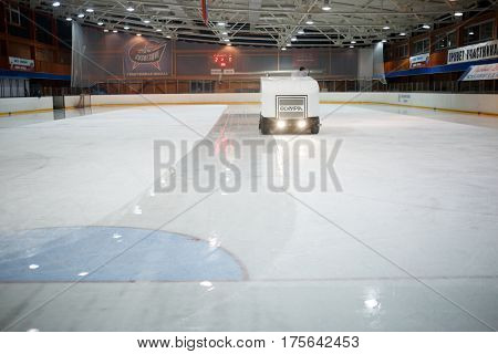 Moscow, Russia - January, 22, 2017: Amateur hockey league LHL-77. Game between hockey team 