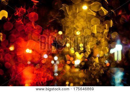 Color and bright Light trails on a city street at night