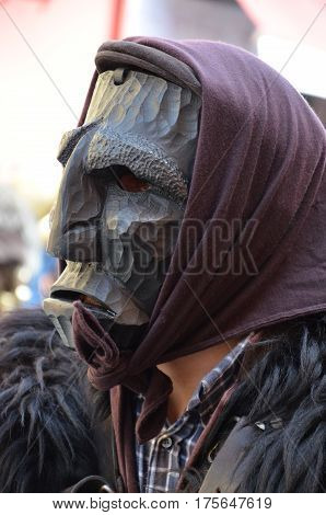Sardinia, Italy: the old Mamuthones' mask .
