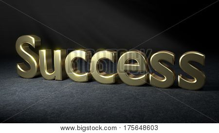 SUCCESS written in 3D letters of gold.