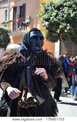 Sardinia, Italy: the old Mamuthones' mask .