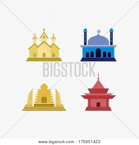 worship place in flat design illustration set