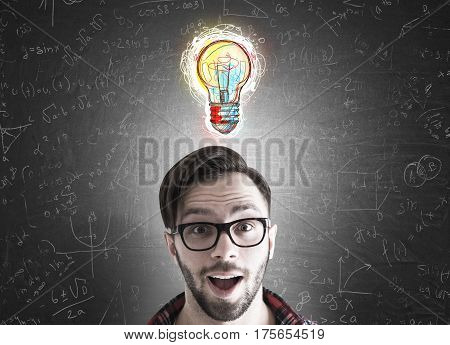Hipster Businessman And Small Light Bulb Sketch