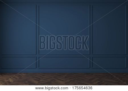 Empty Dark Blue Room, Dark Floor