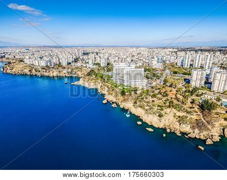 Aerial photograph of Antalya bay in Turkey Taken by Drone