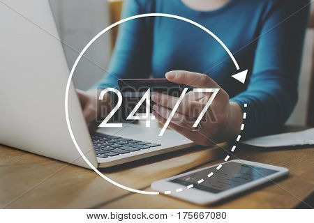 24/7 all day all night icon illustration
