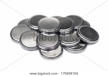 A pile of button cell lithium battery isolated