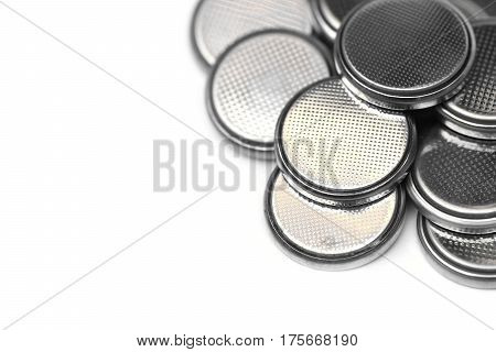 A pile of button cell lithium battery isolated