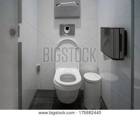Toilet stall in public restroom