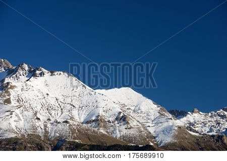 Snowy peak in Tena Valley, Panticosa, Aragon, Huesca, Spain.