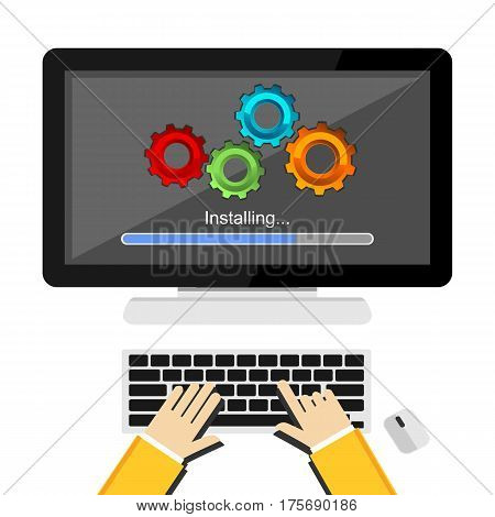 Installing application process on computer concept illustration. Application installation