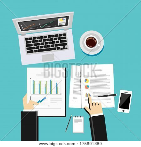 Business analysis and evaluation concept illustration. Flat design illustration concepts for business growth management, analysis, business statistics