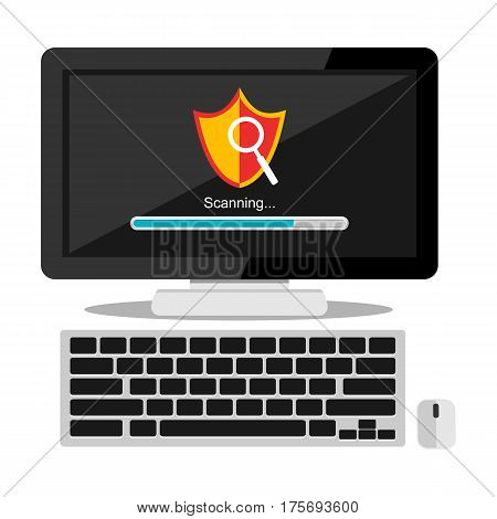 Scanning virus on computer concept illustration. Antivirus symbol.