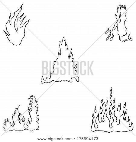 Fire. Sketch by hand. Pencil drawing by hand. Vector image. The image is thin lines.