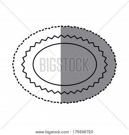 monochrome sticker of oval speech with sawtooth contour vector illustration