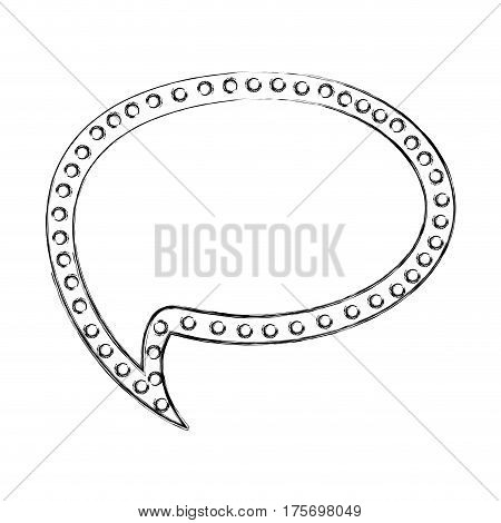 monochrome sketch of cloud speech with tail and contour of dots vector illustration